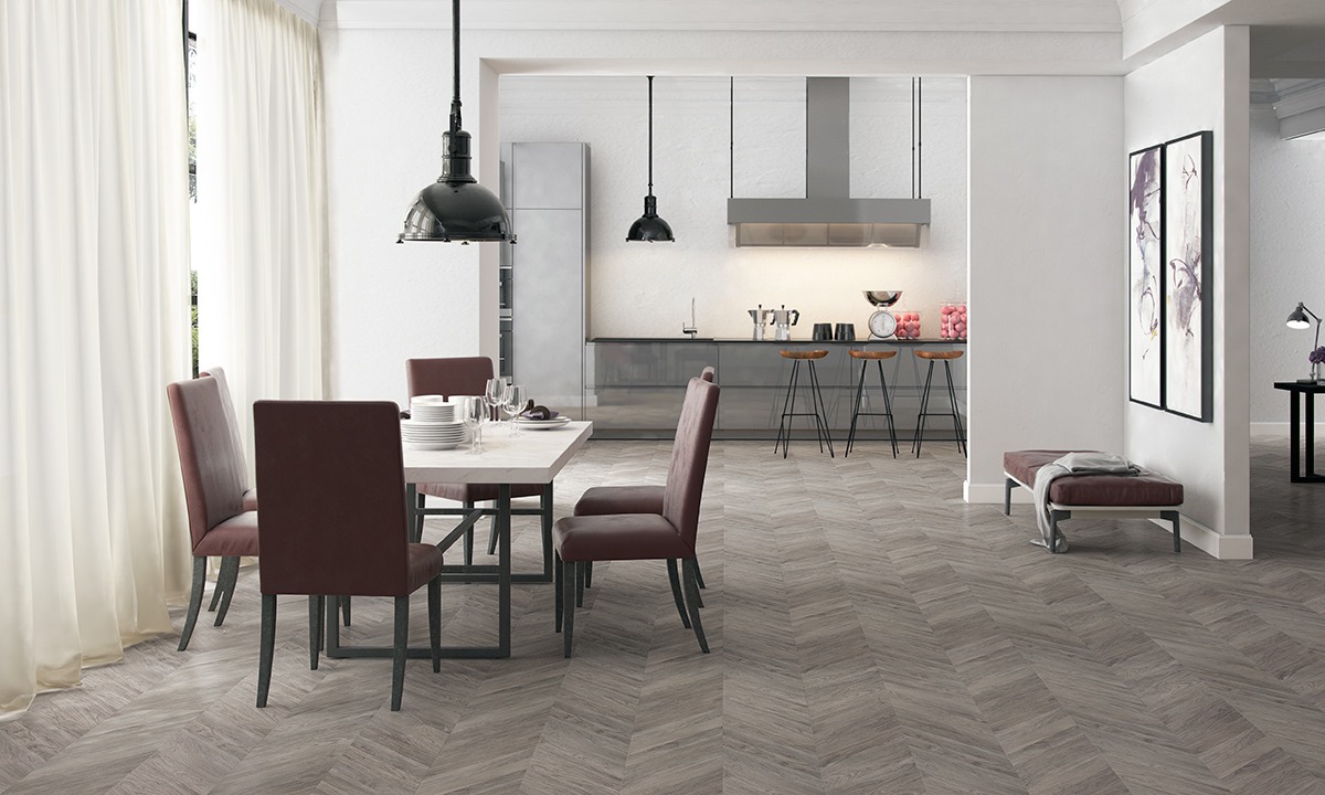 Faus Masterpieces 8mm Chevron Grey Laminate Flooring