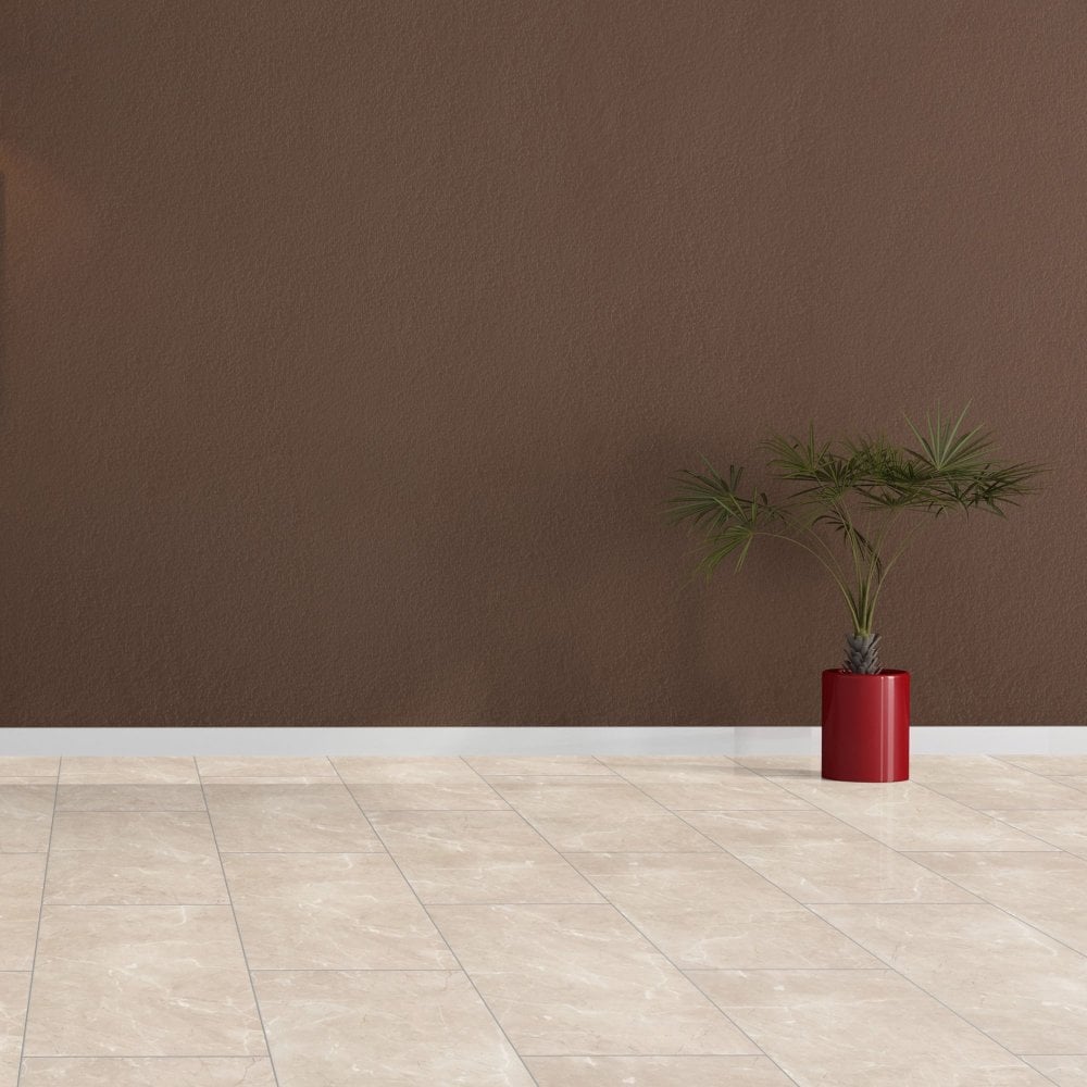 Falquon Flooring High Gloss 4V Stone Effect 8mm Botticino Classico Light Tile Laminate Flooring