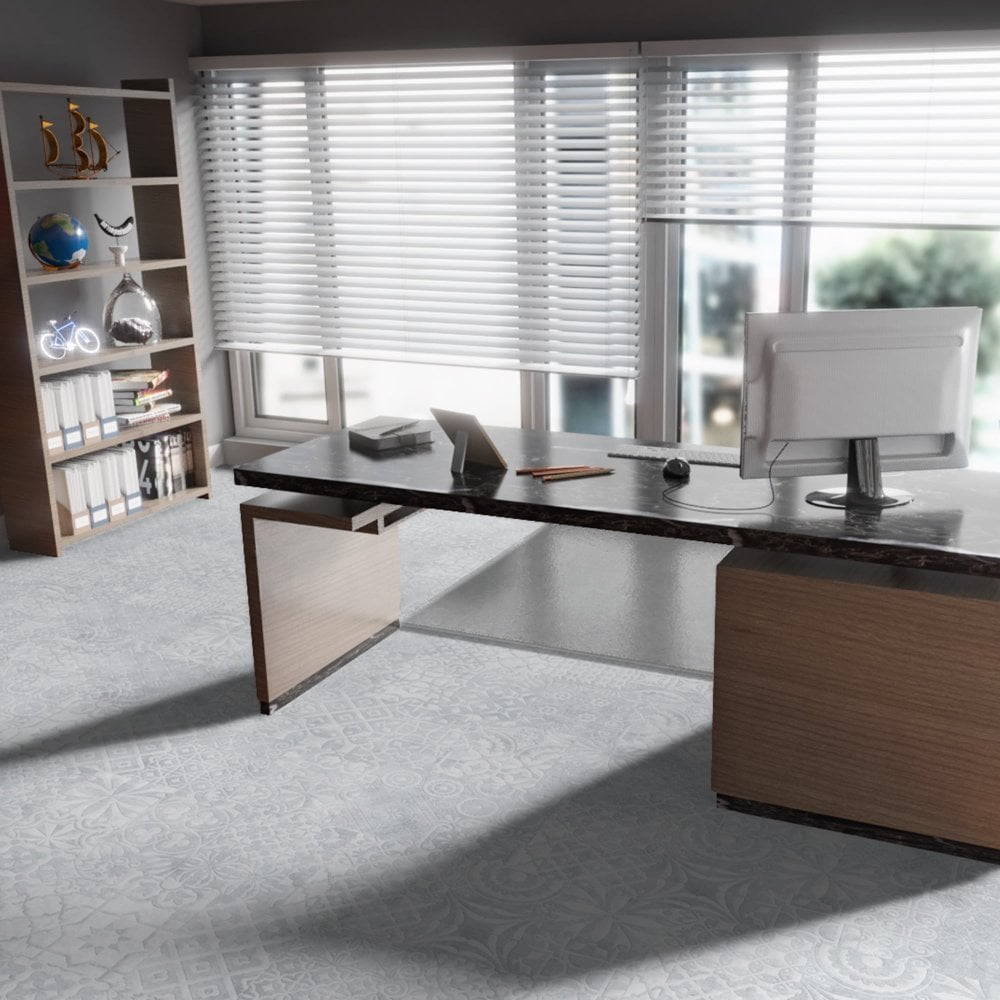 Falquon Flooring Quadraic 8mm Relief White Tile Laminate Flooring