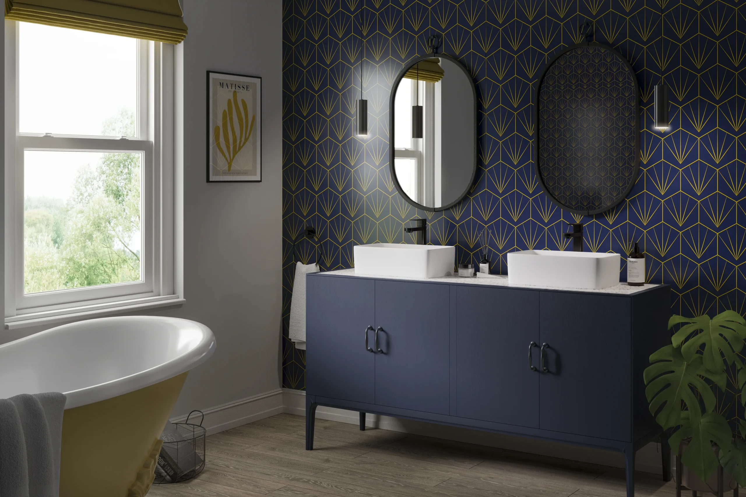 Deco Tile Navy / Mustard