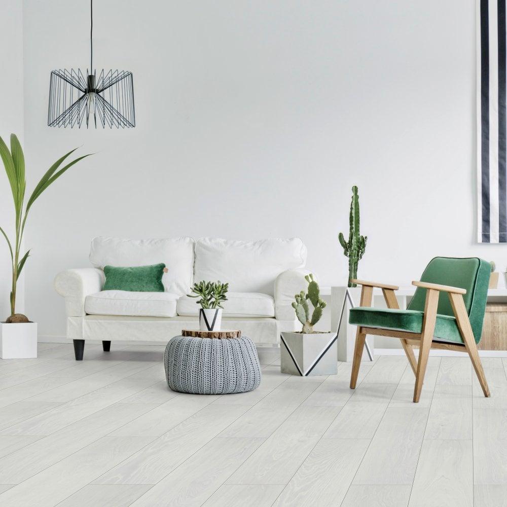 Liberty Floors Ocean 8mm Oak White Creme Laminate Flooring (52353)