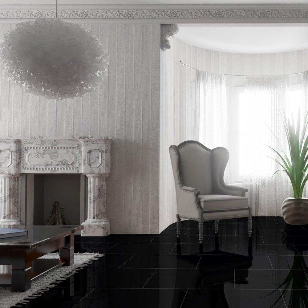 8mm Black High Gloss Tile Laminate Flooring (U190)