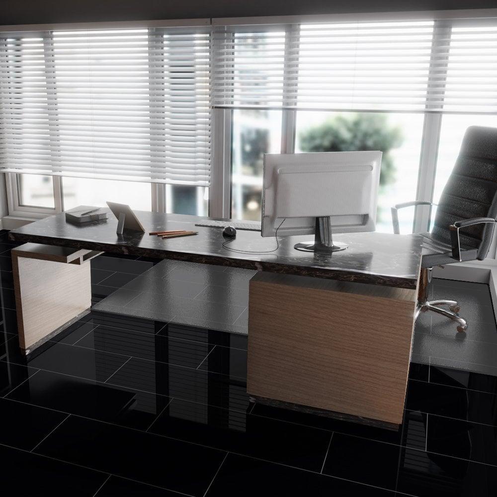 8mm Black High Gloss Tile Laminate Flooring (U190)