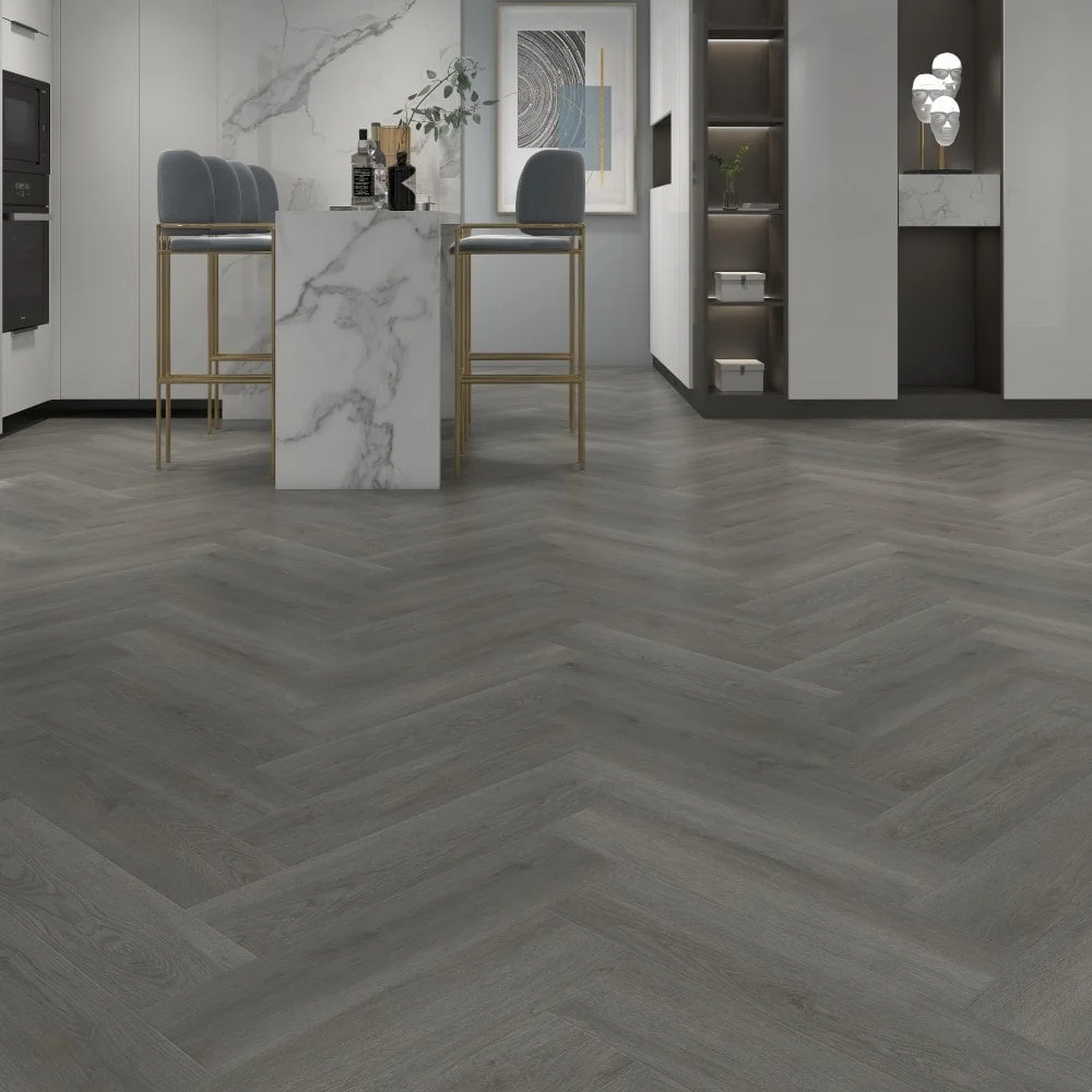 Liberty Floors Lifestyle 5.5mm Herringbone Steel City Grey Luxury Rigid Vinyl Flooring (SKU-305107)