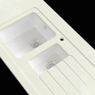 Minerva Grey Storm Sink Module Acrylic Sink 1.5 Duo Bowl RHB 25mm 3050 X 650