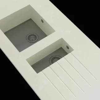 Minerva Travertine Haze Integrated Sink Module 1.5 Duo Bowl RHB 25mm 2250 X 650