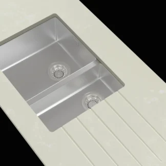 Minerva Travertine Haze S/Steel Sink Module R10 Sink Designer Bowl LHB 25mm 3050 X 650