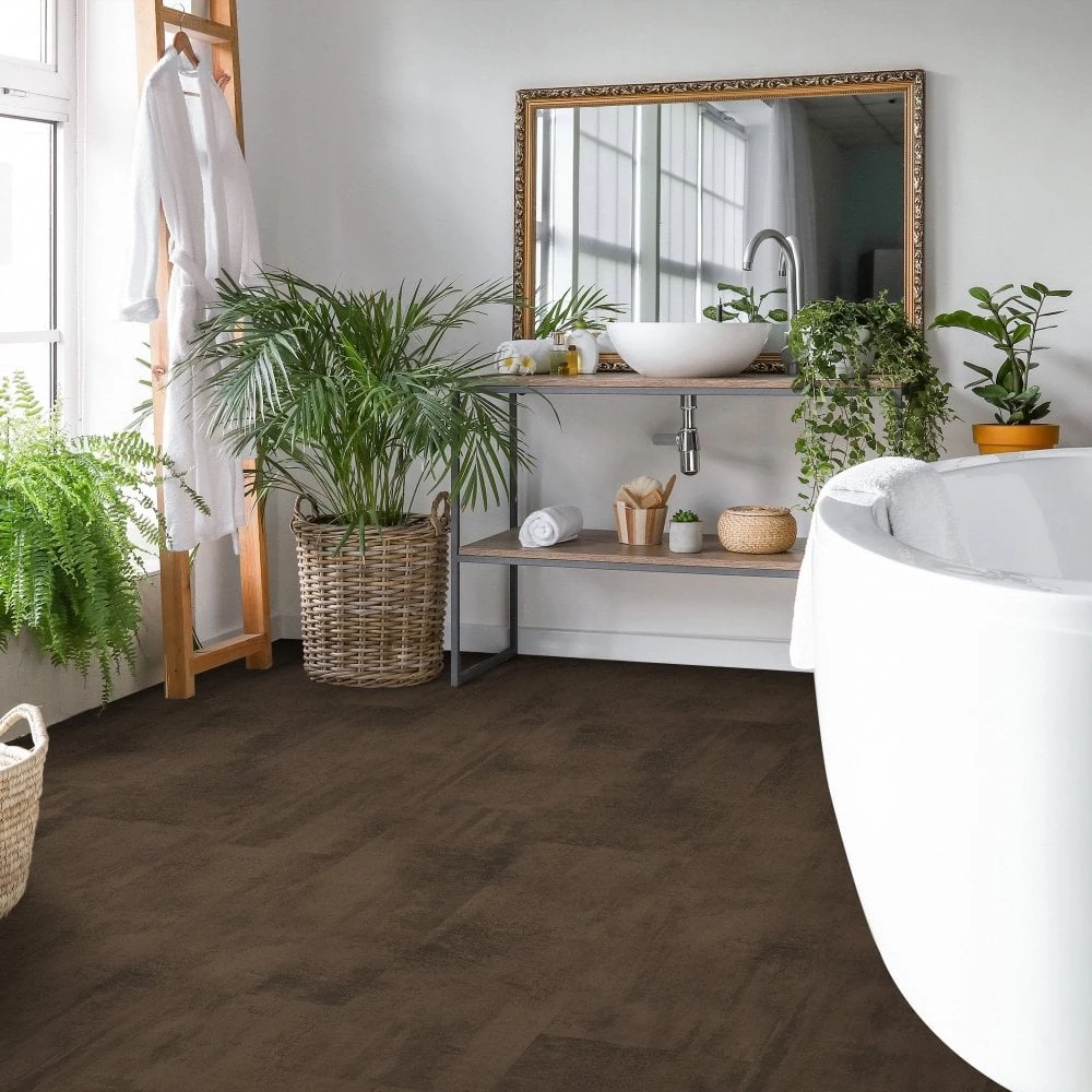 Kaindl AquaPro 8mm Laminate Metal Oxide Dark Brown Tile Flooring