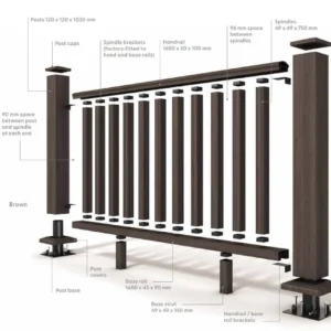 Guardian Composite Hand Rail Balustrade Post & Rail System 1.8m Module - Grey