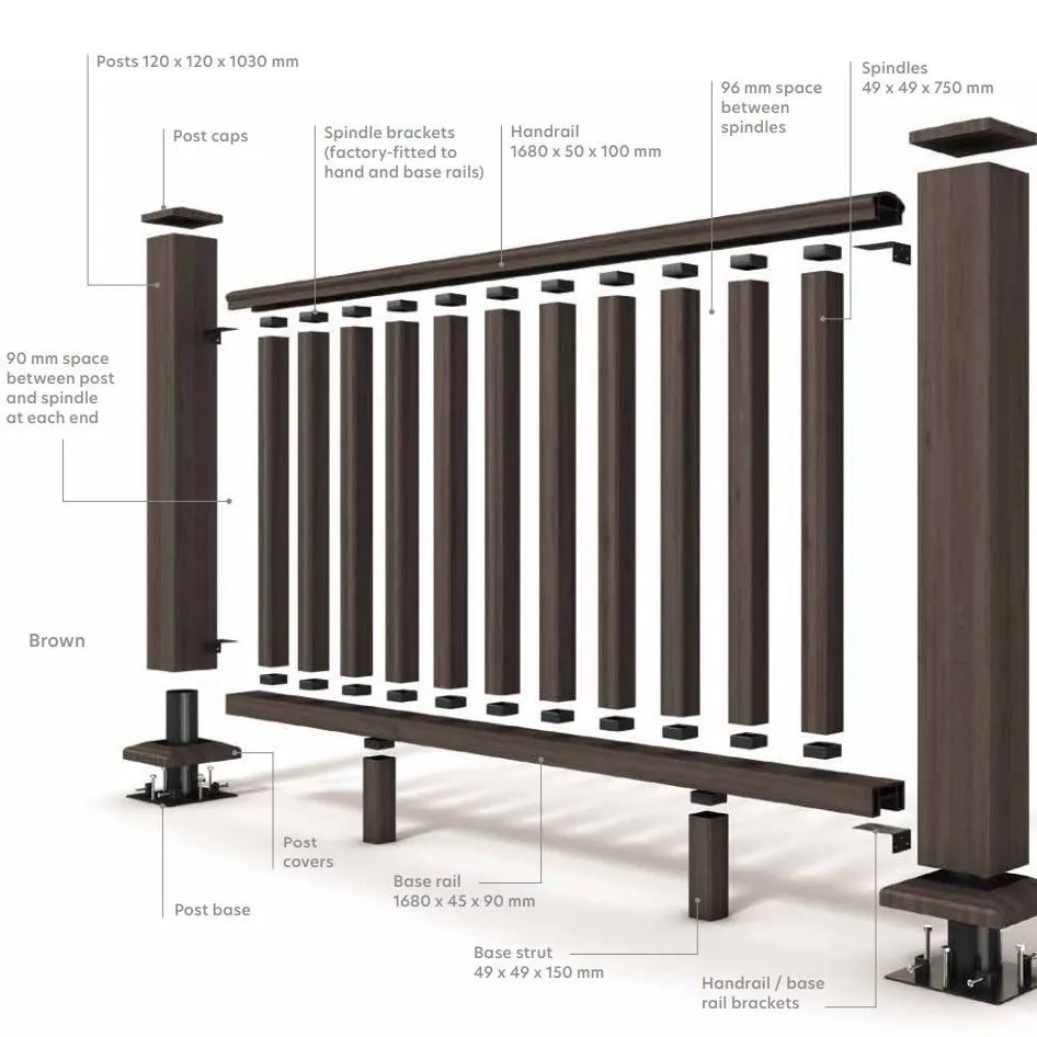 Guardian Composite Hand Rail Balustrade Post & Rail System 1.8m Module - Grey - Image 2