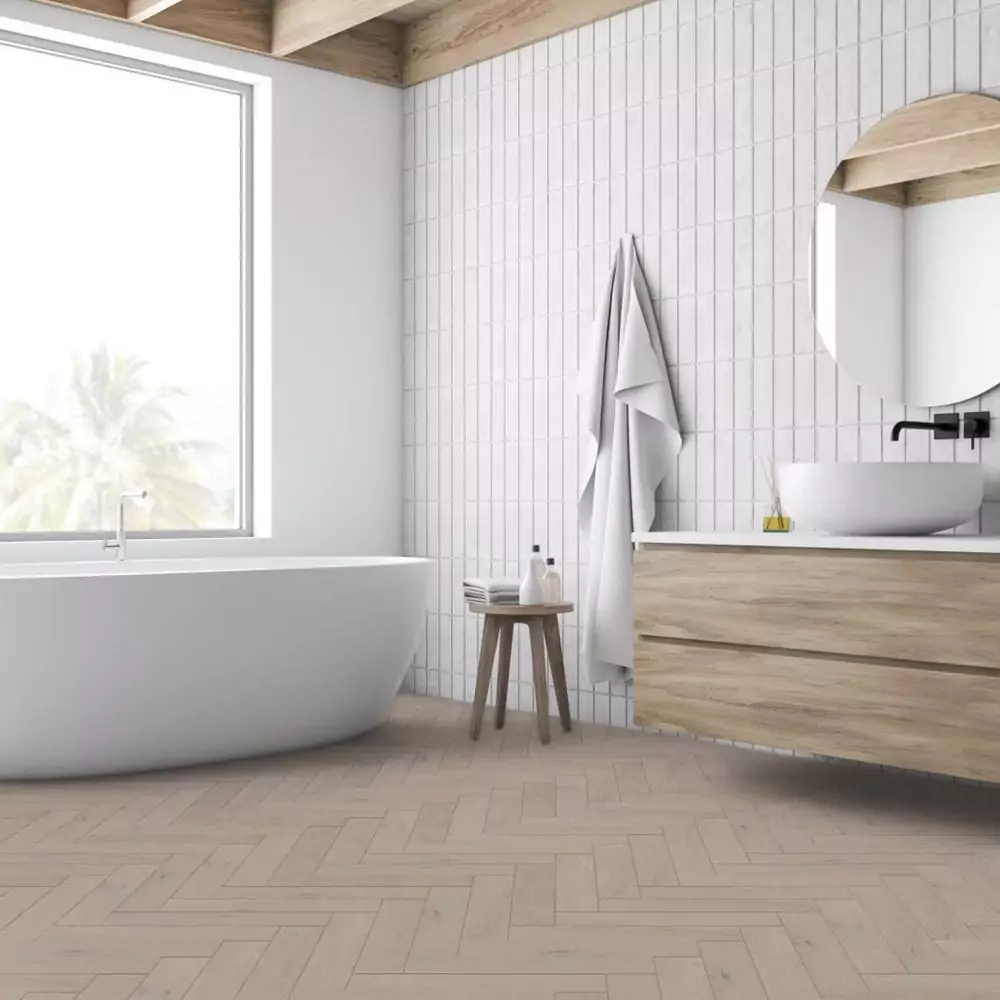 Liberty Floors Herringbone Parquet 14mm Engineered Pebble Grey Oak Matt Lacquered Flooring - Image 3