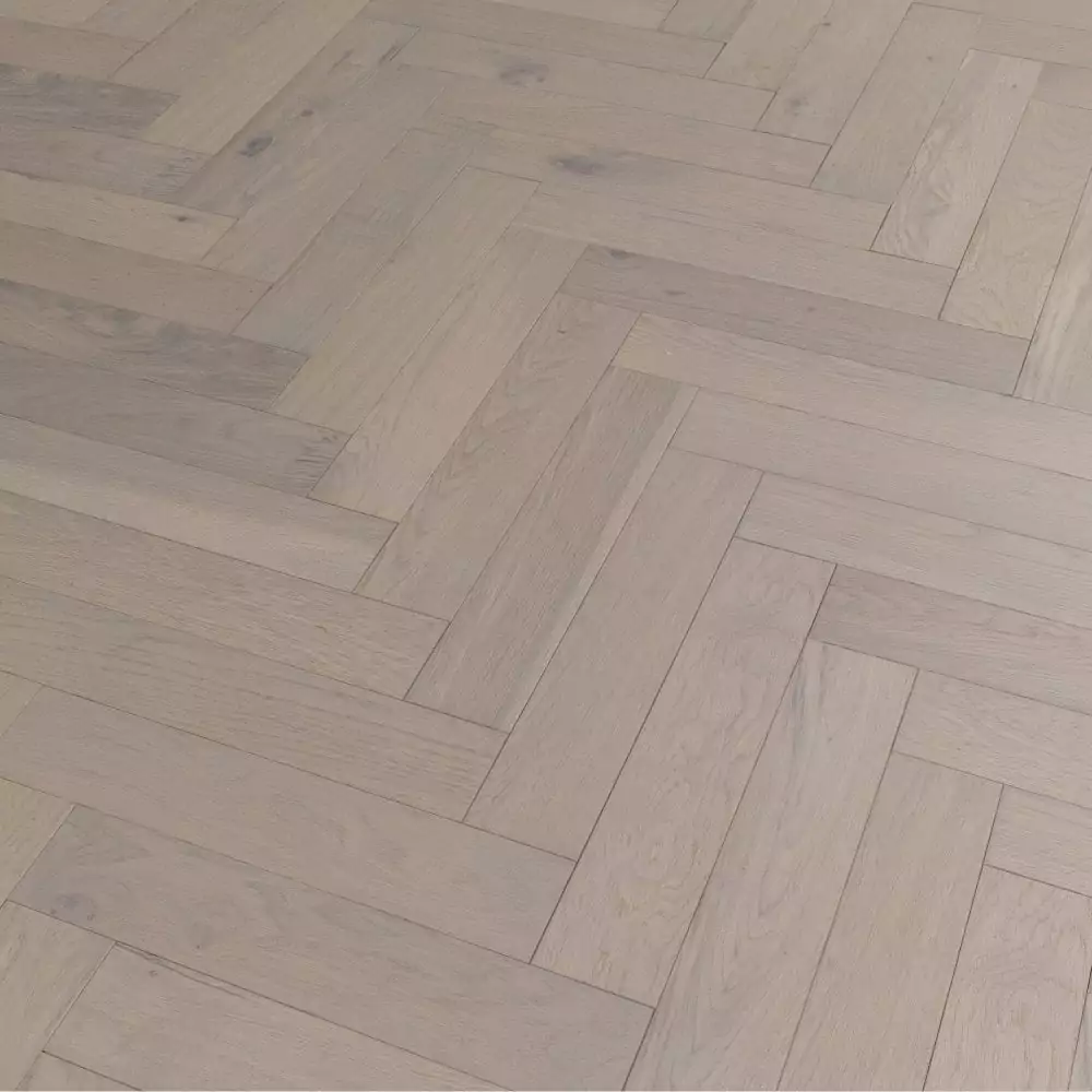 Liberty Floors Herringbone Parquet 14mm Engineered Pebble Grey Oak Matt Lacquered Flooring - Image 2