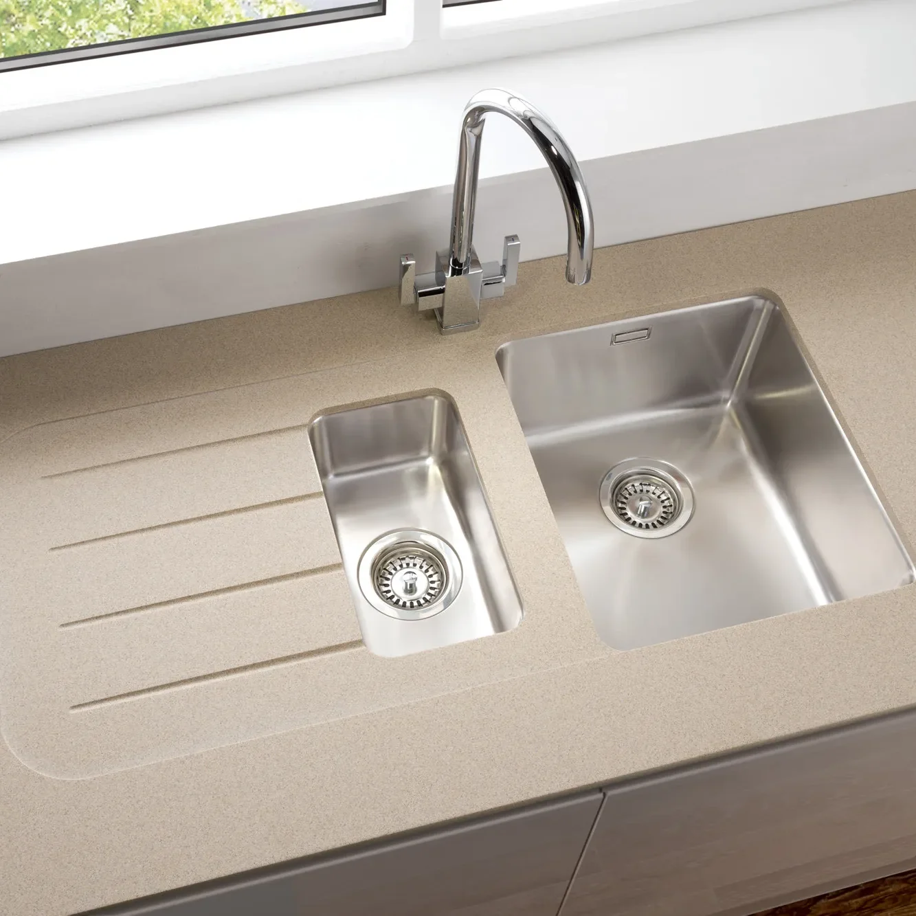 Metis Sand S/Steel Sink Module Single Bowl 3050 x 620 x 15mm - Image 3
