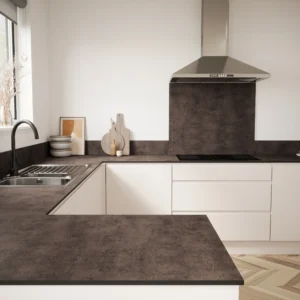 Mariz Deep Grey 3050 x 640 x 12mm Worktop w/ 1.5 Designer Bowl Stainless Steel Undermount Sink 10mm Radius RHB