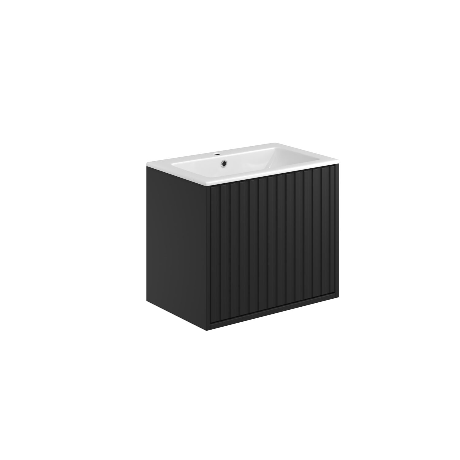 Scudo Alfie 800mm Fluted Vanity Unit Kit With Worktop, Side Unit, Sit On Basin - Matte Black - Image 3