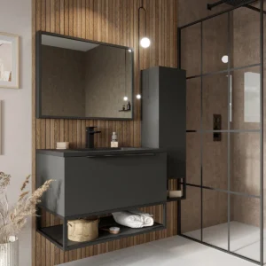 Scudo Ambience 800mm x 480mm x 200mm Frame with Dual Colour Shelf  - Black