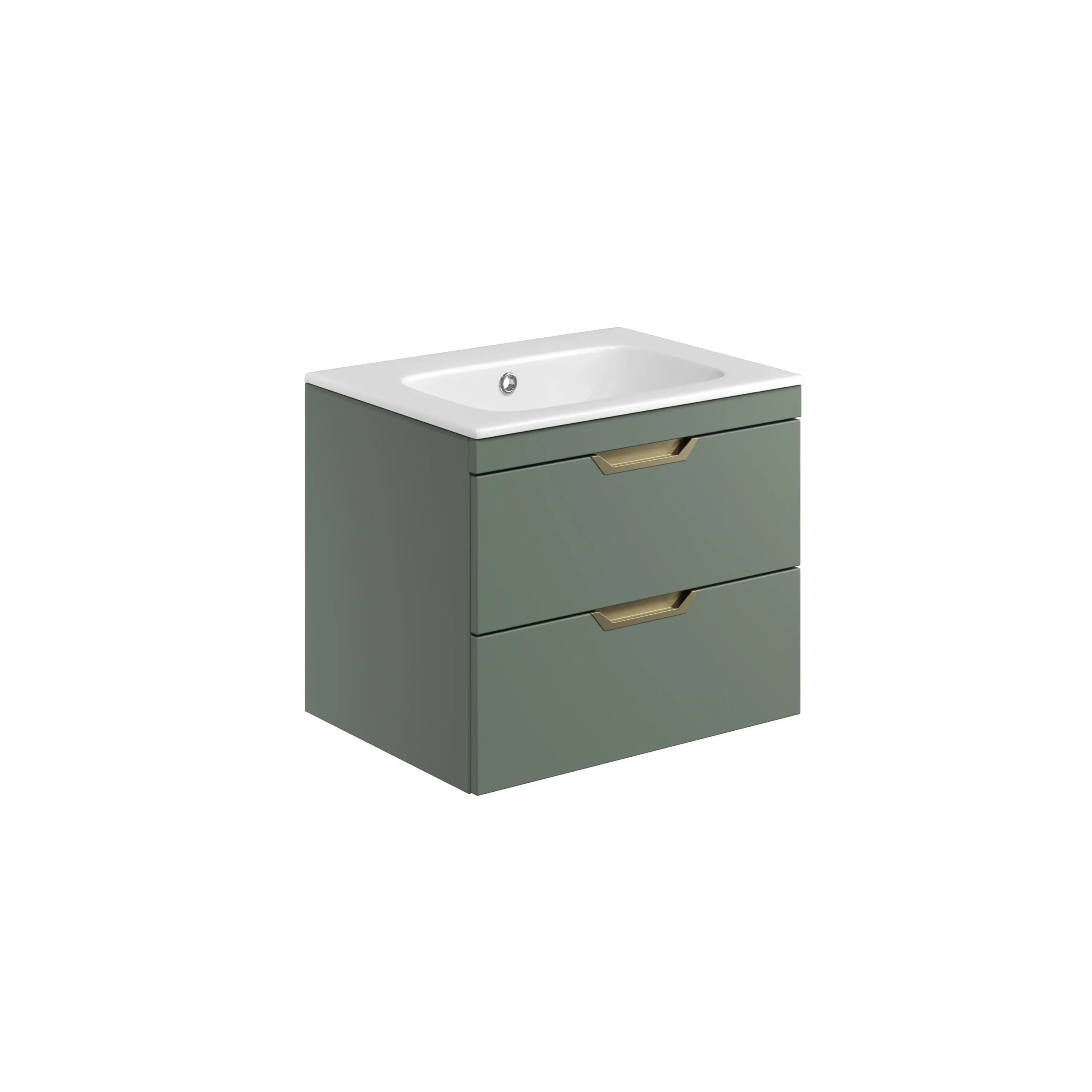 Scudo Aubrey 600mm Wall Mounted Vanity Unit With White Basin - Reed Green