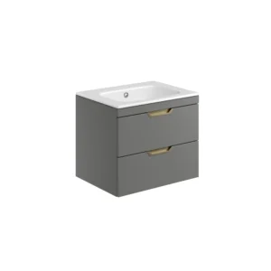 Scudo Aubrey 800mm Wall Mounted Vanity Unit With White Basin - Dust Grey