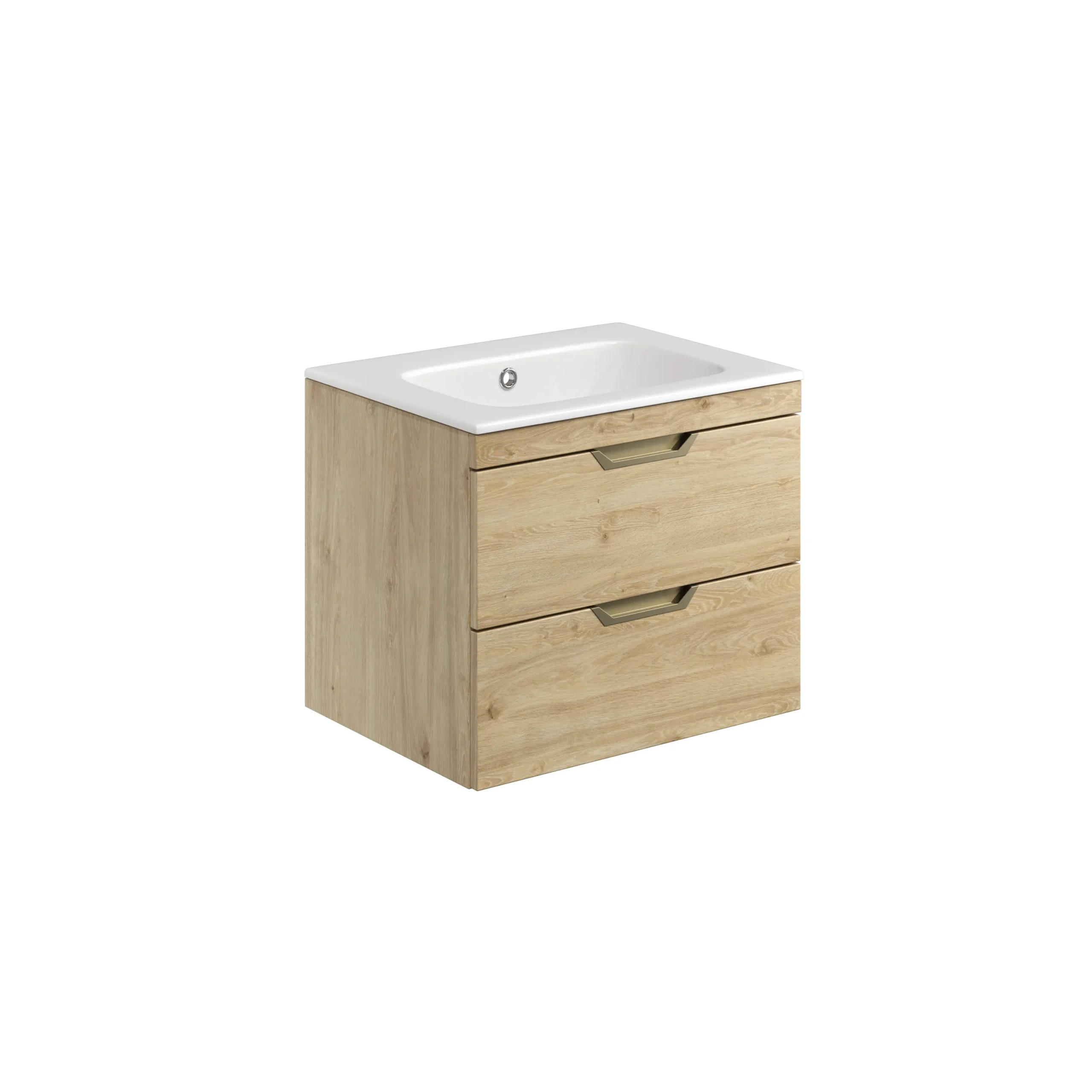 Scudo Aubrey 800mm Wall Mounted Vanity Unit With White Basin - Davos Oak