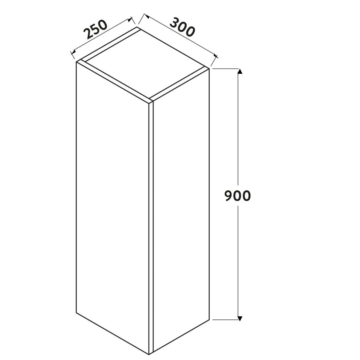 Scudo Ambience 300mm x 900mm x 250mm Wall Mounted Tall Boy Unit - Matte Grey - Image 2