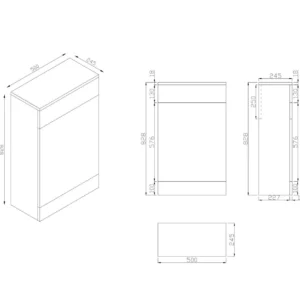 Scudo Ambience 500mm x 245mm x 828mm Floorstanding WC Unit - White