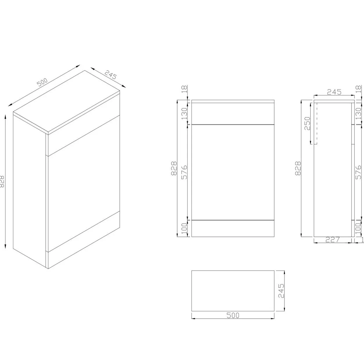 Scudo Ambience 500mm x 245mm x 828mm Floorstanding WC Unit - Matte Grey - Image 2
