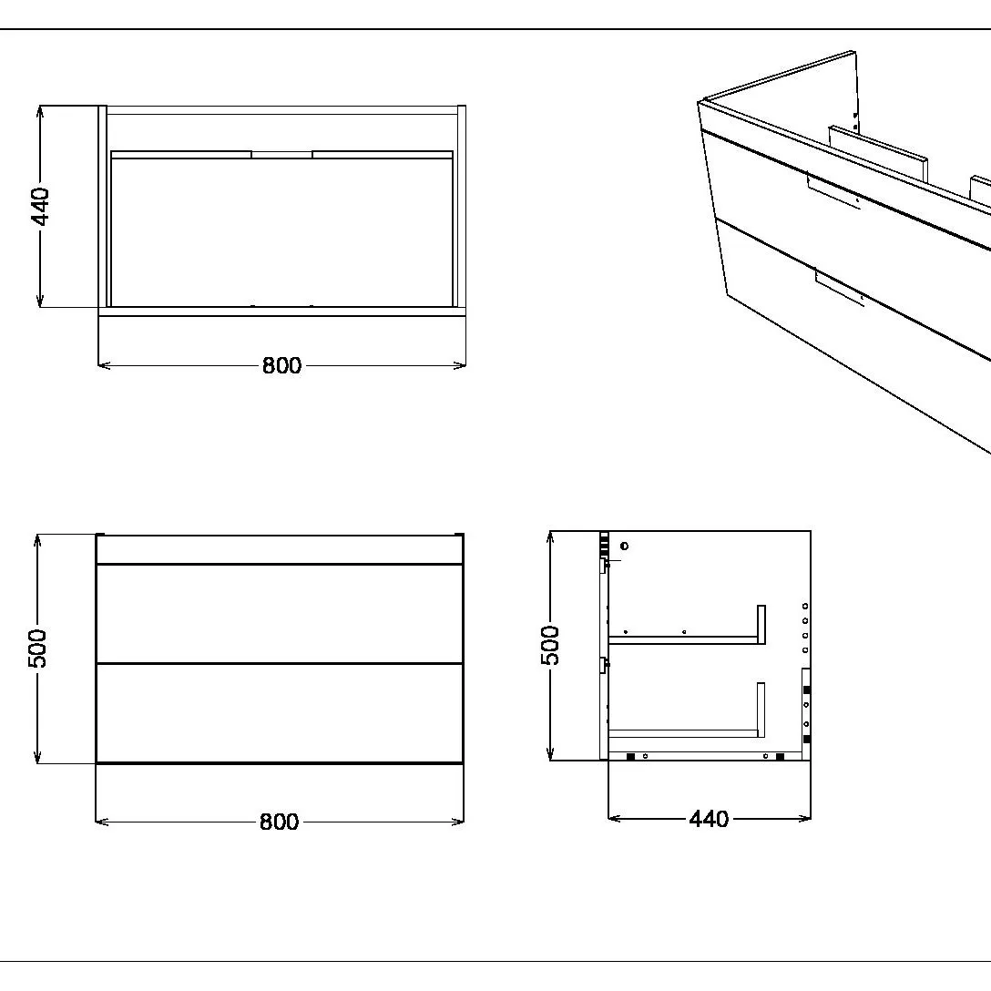 Scudo Aubrey 800mm Wall Mounted Vanity Unit With White Basin - Davos Oak - Image 3