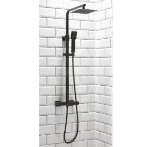 Scudo Lunar Square Rigid Riser Shower - Black
