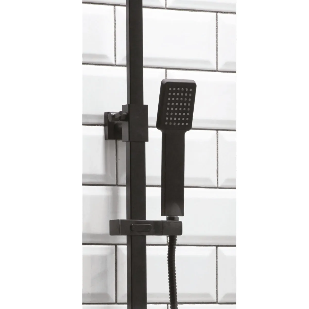 Scudo Lunar Square Rigid Riser Shower - Black - Image 2