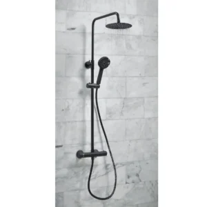 Scudo Middleton Round Rigid Riser Shower - Black