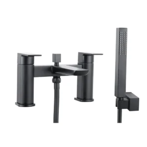 Scudo Muro 2 Tap Hole Deck Mounted Bath Shower Filler - Matte Black