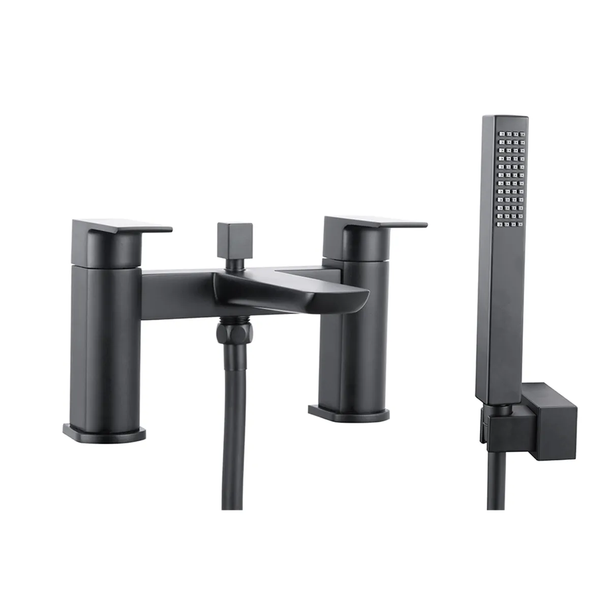 Scudo Muro 2 Tap Hole Deck Mounted Bath Shower Filler - Matte Black