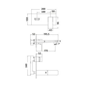 Scudo Muro Wall Mounted Bath Filler - Matte Black