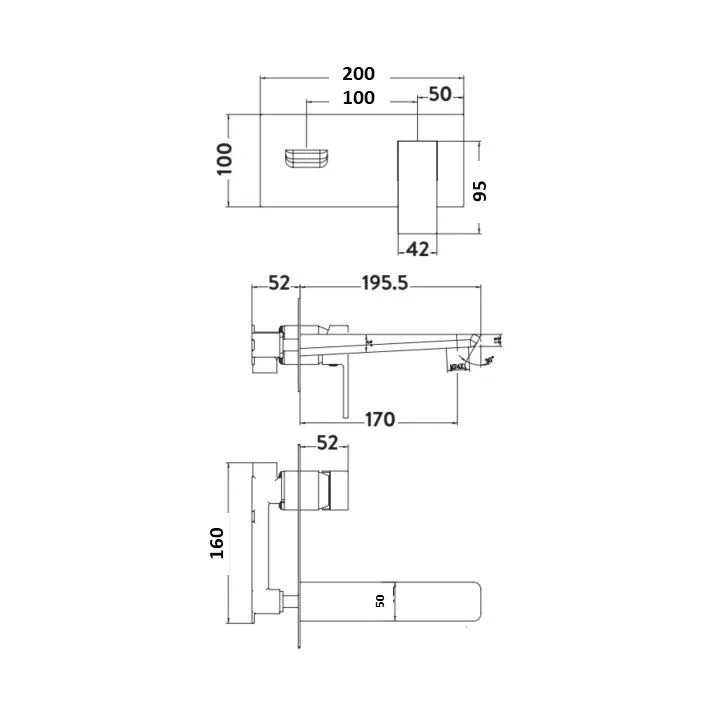 Scudo Muro Wall Mounted Bath Filler - Matte Black - Image 2