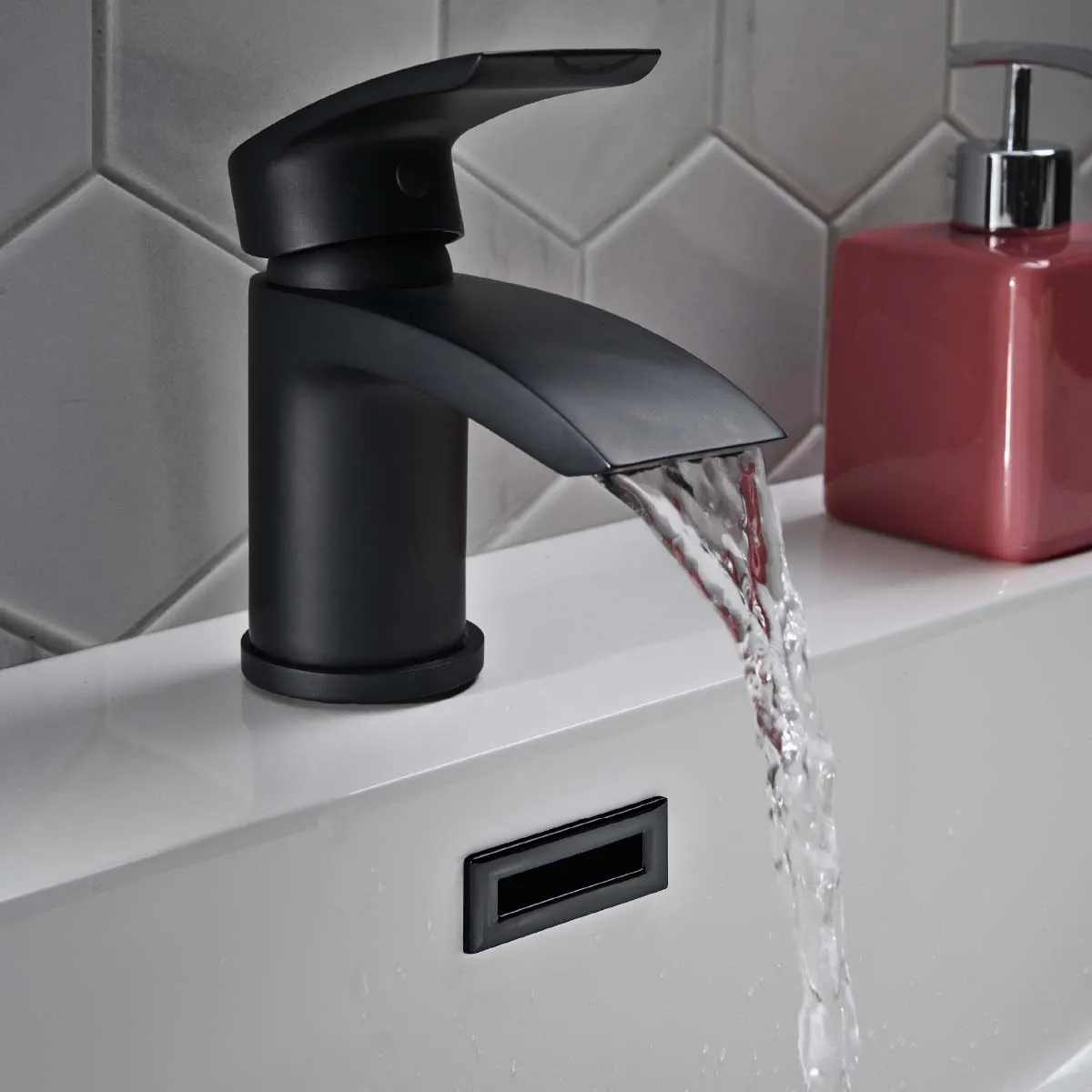Scudo Belini Deck Mounted 1 Handle Basin Mixer w/ Waste - Matte Black - Image 3