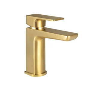 Scudo Muro Deck Mounted 1 Handle Basin Mixer w/ Waste - Brushed Brass