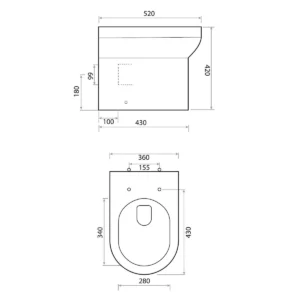 Scudo Spa Rimless Back To Wall Pan and Seat - White