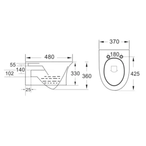 Scudo Deia Rimless Wall Hung Pan and Seat - White