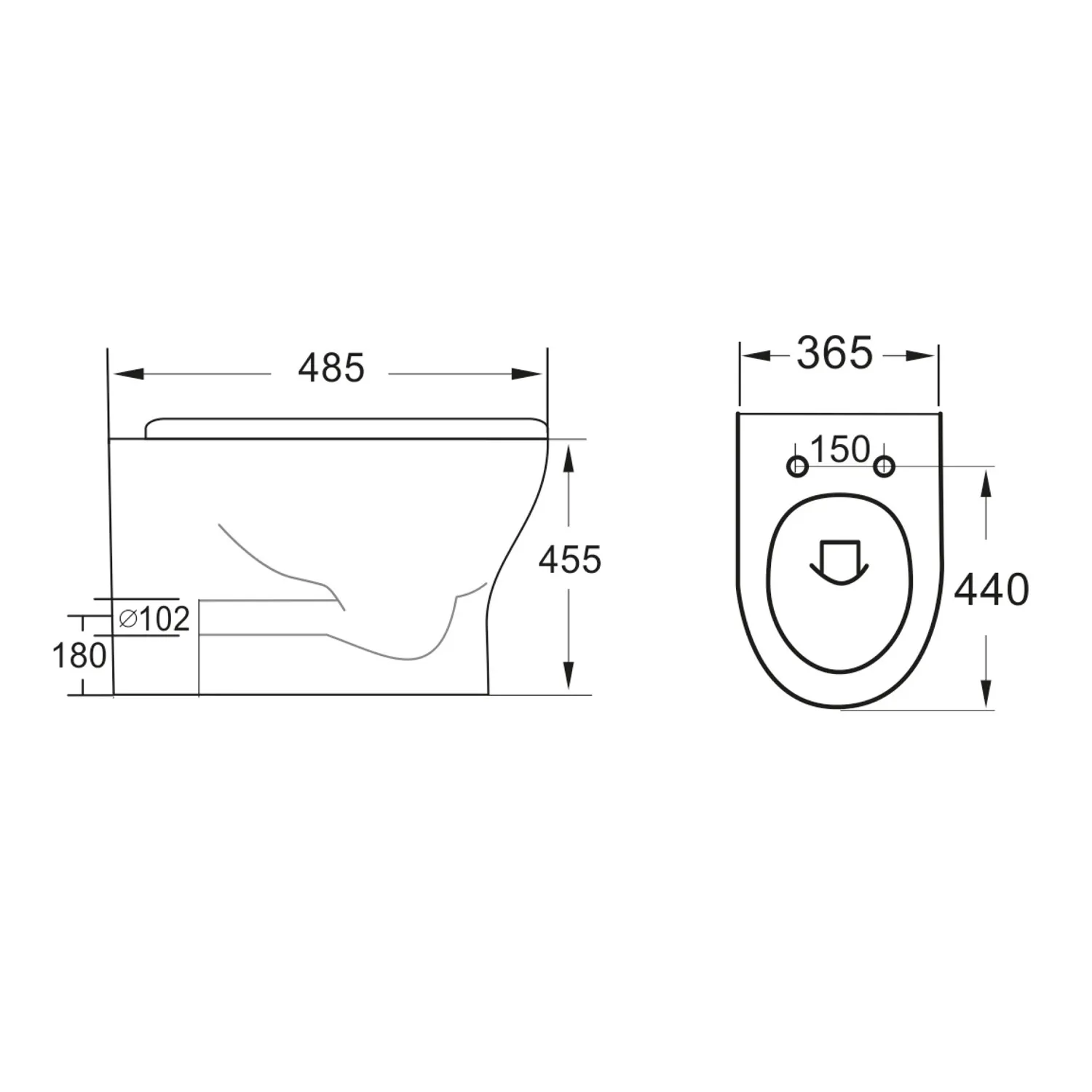 Scudo Deia Rimless Comfort Height BTW Pan and Seat - White - Image 2