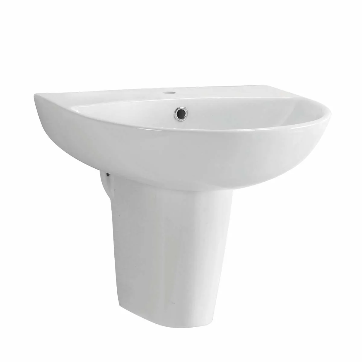 Scudo Belini and Deia 500mm Basin and Pedestal - 1 Tap Hole White - Image 3