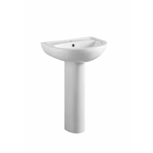 Scudo Belini and Deia 450mm Basin and Pedestal - 1 Tap Hole White