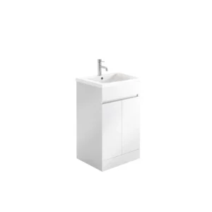 Scudo Empire 500mm Floor Standing Vanity Unit With White Basin - High Gloss White
