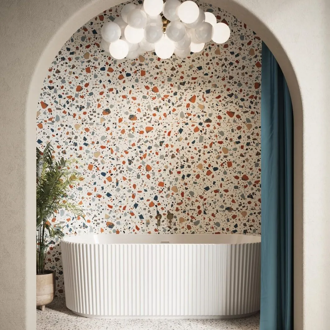 Scudo Labyrinth Freestanding Fluted BTW Bath - White