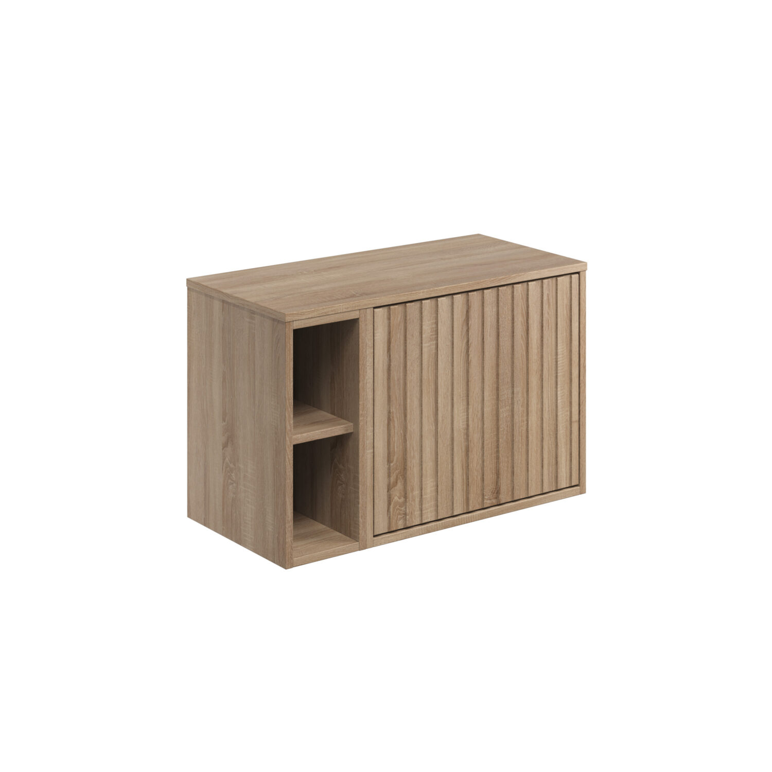 Scudo Alfie 800mm Fluted Vanity Unit Kit With Worktop, Side Unit, Sit On Basin - Sonoma Oak - Image 2