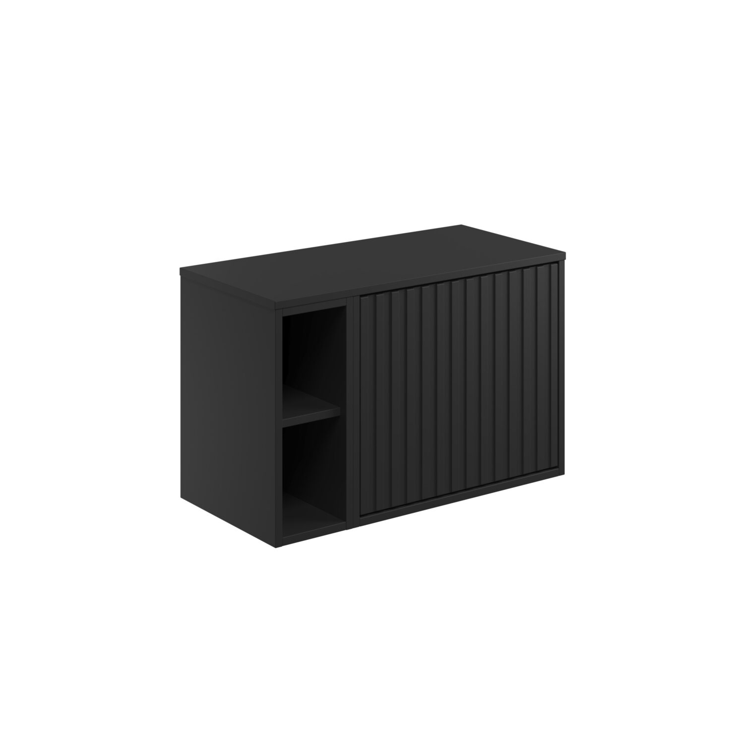 Scudo Alfie 800mm Fluted Vanity Unit Kit With Worktop, Side Unit, Sit On Basin - Matte Black - Image 2