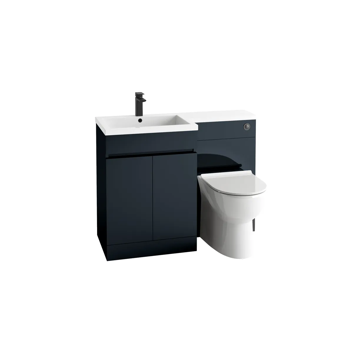 Scudo Empire 1100mm Vanity + WC Unit With L/H White L Shape Stone Basin - Matte Anthracite