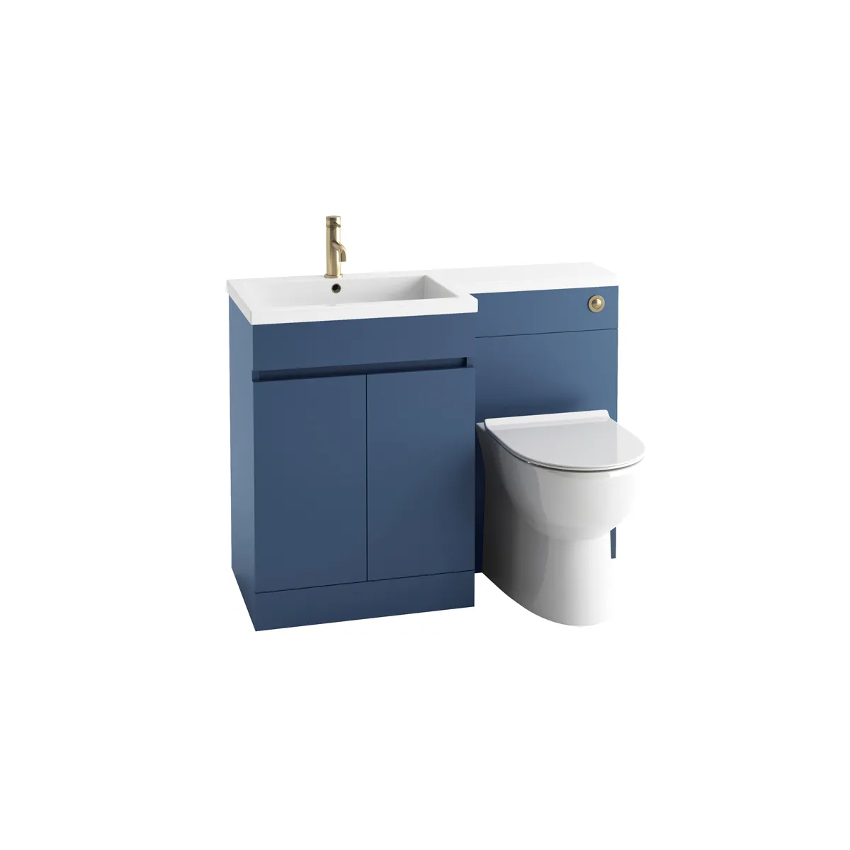 Scudo Empire 1100mm Vanity + WC Unit With R/H White L Shape Stone Basin - Matte Twilight Blue