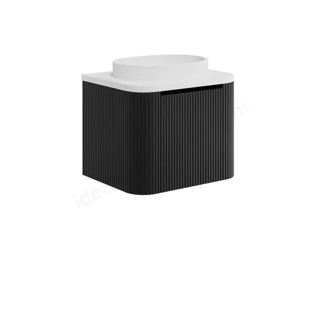 Scudo Linea Curve 600mm Vanity Unit With Brass Legs and White Basin - Matte Black - Image 3
