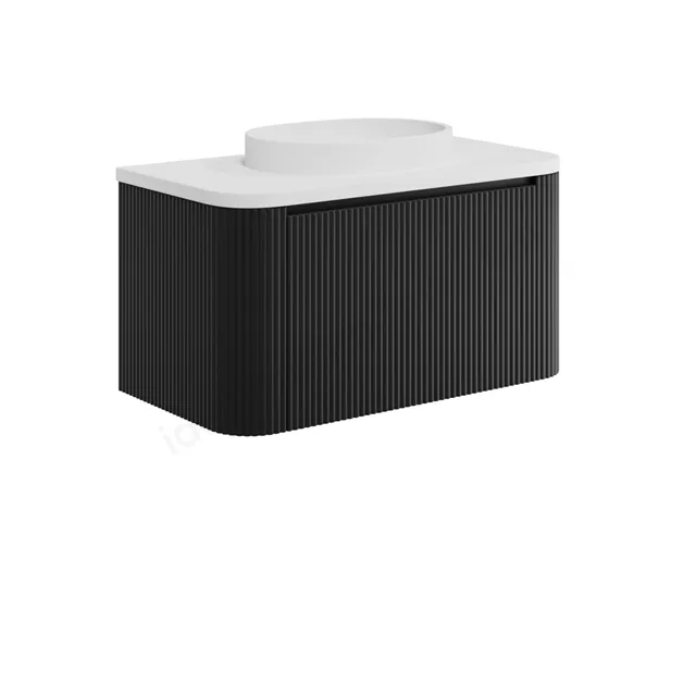 Scudo Linea Curve 900mm Vanity Unit With Brass Legs and White Basin - Matte Black