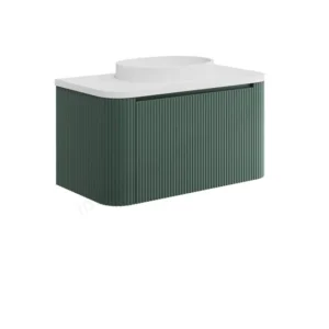 Scudo Linea Curve 900mm Vanity Unit With Brass Legs and White Basin - Reed Green